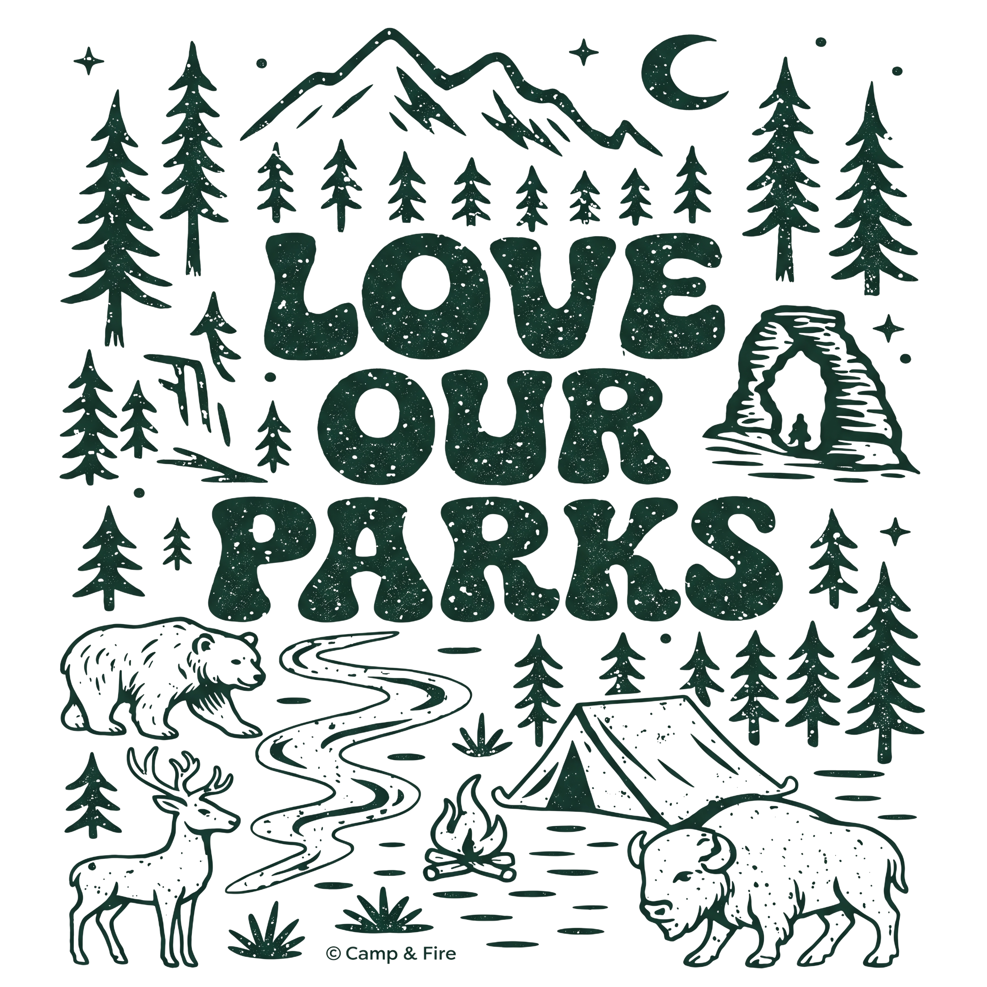 Love Our Parks Wildlife Camping T-Shirt